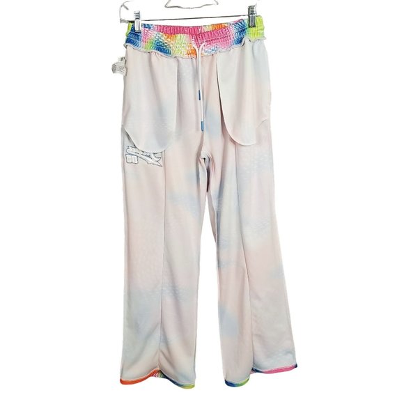 FUBU X Forever 21 Size M Pants Pull-On Wide Leg Rainbow Swirl Logo StreetWear - Picture 9 of 11